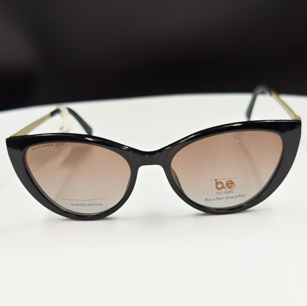 bio eyes Women’s Cat Eye Sunglasses Black Frame Brown Polarized Tinted UV400